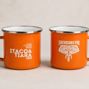 Caneca Laranja de metal Esmaltado- Itacoatiara Pro 2026