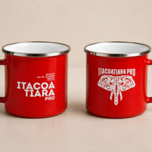 Caneca Vermelha de metal Esmaltado - Itacoatiara Pro 2026